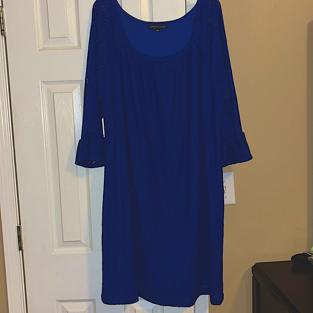 Beautiful blue lace design, long sleeve dress